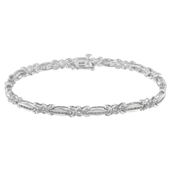 Sterling Silver 1.0ctw Diamond X-Link Tennis Bracelet