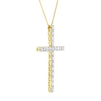 10K Yellow Gold Over Sterling Silver 4.0ctw Diamond Cross Pendant
w\chain 18"