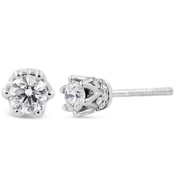 0.50ctw Round Diamond 14K White Gold Crown Stud Earrings
