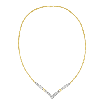 14K Two-tone Gold 2.0ctw Diamond Flared and X-Station V Shaped Necklace
(H-I Color, SI2-I1 Clarity)