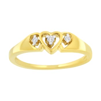 10KT Yellow Gold 1/20 cttw Diamond Triple Heart Diamond Ring (K-L,
I1-I2) - Size 7