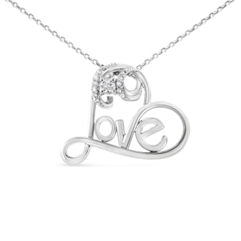 Sterling Silver 1/10ctw Round Diamond Accent Open Heart with Love
18" Pendant w\chain