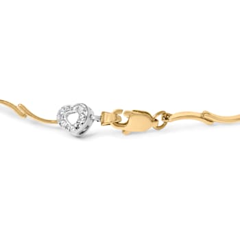 10k Two-Tone Gold 1/3ctw Diamond Pave Set Heart S-Link 7" Bracelet
(I-J Color, I2-I3 Clarity)