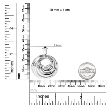 Sterling Silver Endless Wave Swirl Statement Medallion 18" Pendant Necklace