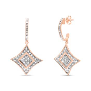 0.04ctw Round Cut Diamond Cushion 10K Rose Gold Over Sterling Silver
Dangle Earrings