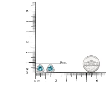 Sterling Silver 6x6 mm Trillion Cut Blue Topaz Gemstone and Diamond
Accent Stud Earrings