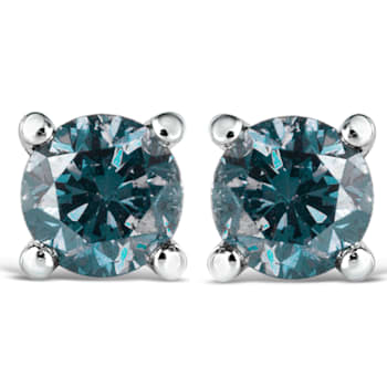 0.50ctw Brilliant Cut Lab Grown Blue Diamond Solitaire 14K White Gold
Stud Earrings