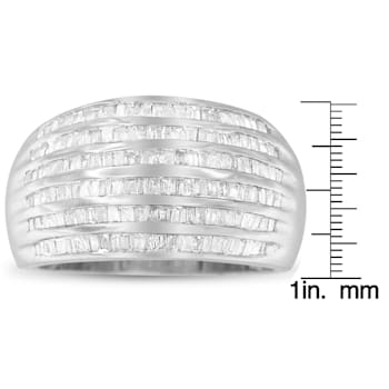 1.00ctw Baguette Diamond 6-Row Sterling Silver Ring