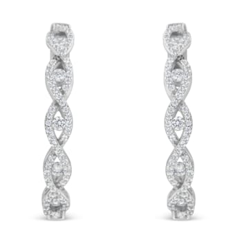 10K White Gold Diamond Hoop Earrings 1 1/2ctw