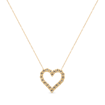 10K Yellow Gold Over Sterling Silver 1/2ctw Champagne Diamond Miracle
Plate Heart Necklace
