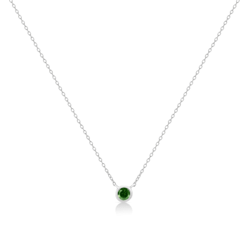 0.10ctw Suspended Green Diamond Solitaire Sterling Silver Necklace
