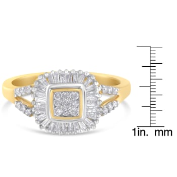 10K Yellow Gold Round and Baguette Cut Diamond Ballerina Ring (1/2 cttw,
I-J Color, SI2-I1 Clarity)