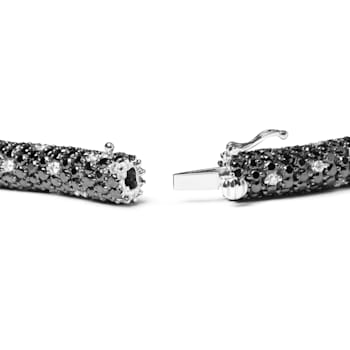 18K White Gold Black and White Diamonds Pave Link Bracelet