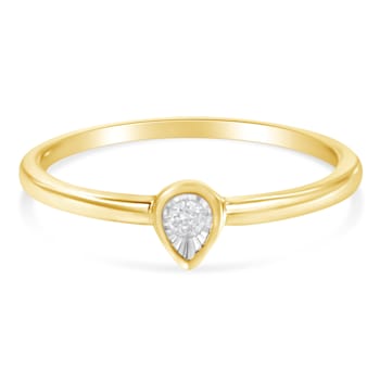 14K Yellow Gold Over Sterling Silver 1/20ctw Diamond Miracle Set Ring
(J-K Color, I1-I2 Clarity)