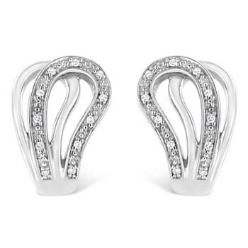 Sterling Silver Pave-Set Diamond Accent Horseshoe Hoop Earring (I-J
Color, I1-I2 Clarity)