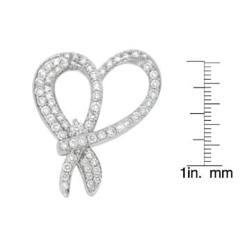 10K White Gold 1ctw Round Cut Diamond Heart and Bow Pendant w\chain
(G-H, SI1-SI2)