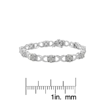 Sterling Silver 1.0ctw Rose-Cut Diamond Love Locks Link Bracelet,I-J
color,I3-Promo clarity)