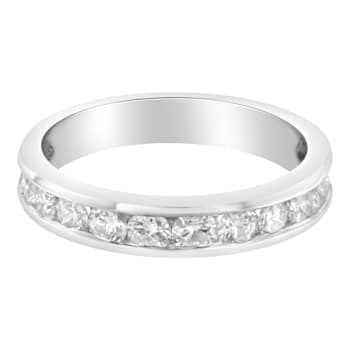 18K White Gold IGI Certified 1.0ctw Diamond Channel-Set Half-Eternity
Band(E-F Color, I1-I2 Clarity)