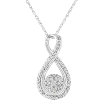 Diamond Accent Infinity Sterling Silver Pendant Necklace with 18" Chain