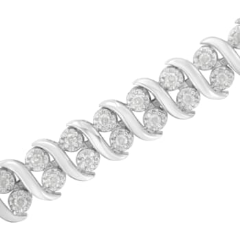 Sterling Silver 1.0ctw Double Row Miracle-Set Diamond Tennis Bracelet