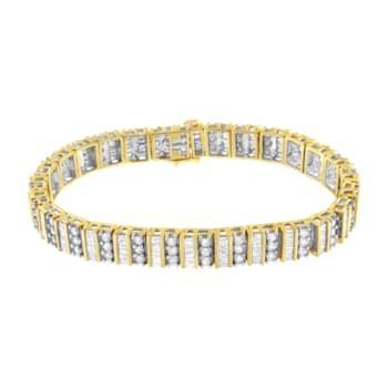 14K Yellow Gold 5.50ctw Round and Baguette-Cut Diamond Bracelet
