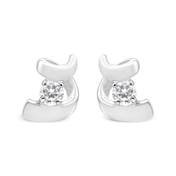 0.10ctw Round Cut Diamond Sterling Silver Earrings