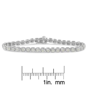 Sterling Silver 1.0ctw Diamond Miracle-Set Square Milgrain 7" Link
Tennis Bracelet