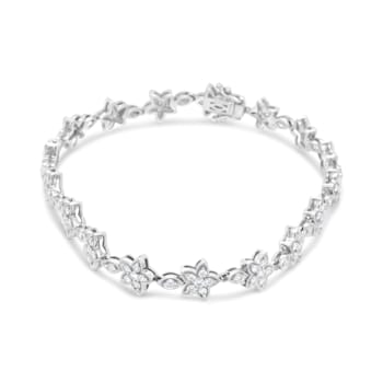 14K White Gold 1 1/5ctw Diamond Flower Blossom Link Bracelet (H-I Color,
SI1-SI2 Clarity) - Size 7"