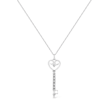 .925 Sterling Silver Pave and Bezel-Set Diamond Accent Key 18"
Heart and Lock Pendant Necklace