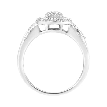 0.33ctw Round Diamond Braided Halo Sterling Silver Ring