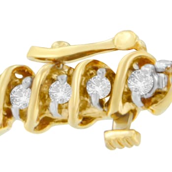 18K Yellow Gold 2.0ctw Round Cut Diamond Spiral Link Bracelet