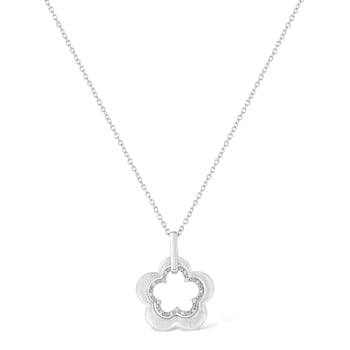 .925 Sterling Silver Diamond Accent Double Flower Shape 18" Satin
Finished Pendant Necklace