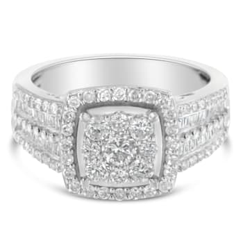 10K White Gold Diamond Cluster Ring (1 Cttw, H-I Color, I1-I2 Clarity) -
Size 7