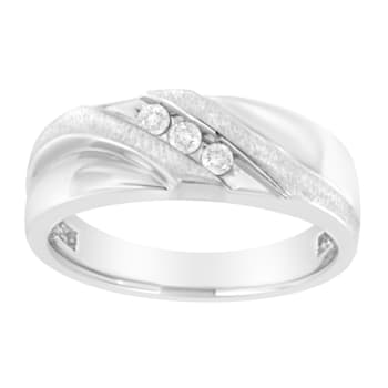 10K White Gold 1/10ctw Diamond Men's Three Stone Diamond Wedding Ring
(I-J Color, I1-I2 Clarity)
