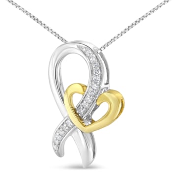 10K Gold Over Sterling Two-Tone 1/6ctw Round Cut Diamond Ties of Love
Pendant w\chain