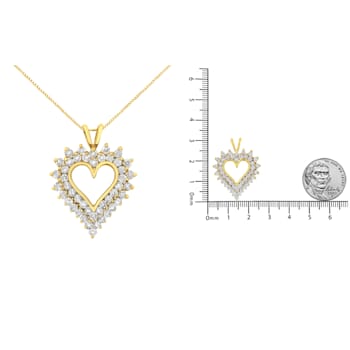 14K Yellow Gold Over Sterling Silver 3.0ctw Diamond Cluster Heart
18" Pendant w\chain