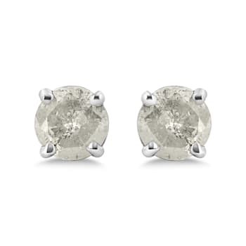 Sterling Silver 3/4ctw 4-Prong Round-cut "Salt and Pepper"
Diamond Classic Stud Earrings