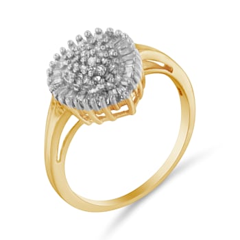 10K Yellow Gold 1/2ctw Mixed Shapes Diamond Domed Pavé Cluster with Halo
Cocktail Ring