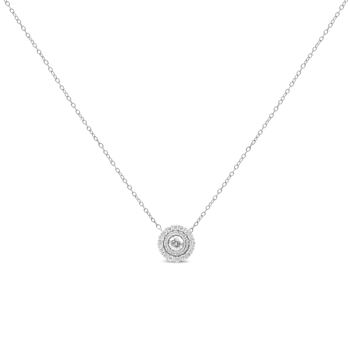 Sterling Silver 1/2 Cttw Round Diamond Halo Circle Pendant 18"
Necklace (I-J Color, I2-I3 Clarity)