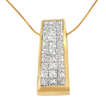 14K Yellow Gold Princess-Cut Diamond Pillar Pendant w\chain(1 5/8ctw,
H-I Color, SI1-SI2 Clarity)