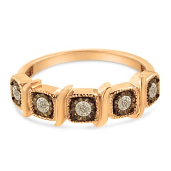 0.25ctw Diamond 5-Stone 10K Rose Gold Over Sterling Silver Band