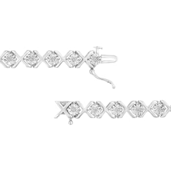 Sterling Silver 1/4 Cttw Diamond "X" Bracelet