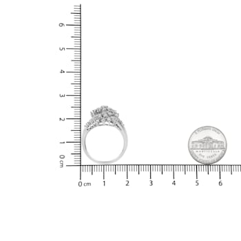 10K White Gold 1/2ctw Mixed Cut "S" Shaped Bypass Cocktail
Ring (I-J Color, I1-I2 Clarity)