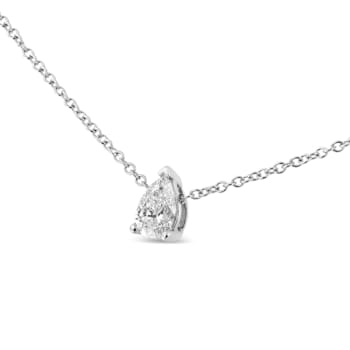 14K White Gold 1/2ctw Pear Shape Lab Grown Diamond Solitaire Necklace
(F-G Color, VS2-SI1 Clarity)
