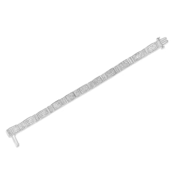 14K White Gold 7.0ctw Princess Cut Diamond 7" Alternating
Rectangular Link Tennis Bracelet