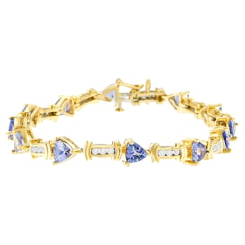 14K Yellow Gold 5.15ctw Round-Cut Diamond and Tanzanite Bracelet