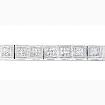 14K White Gold 2.86ctw Princess Cut Diamond Cube Bracelet