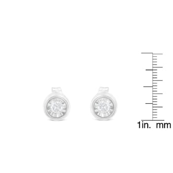 Sterling Silver 1/5ctw Round Near Colorless Diamond Miracle-Set Bezel
Barrel Style Stud Earrings