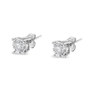 Sterling Silver 1/2ctw Near Colorless Round Brilliant-Cut Diamond
Miracle-Set Stud Earrings