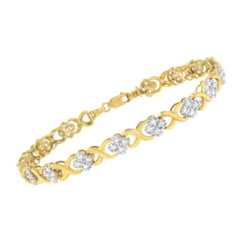 10K Yellow Gold Over Sterling Silver 1.0ctw Diamond Cluster X Link
Tennis Link Bracelet